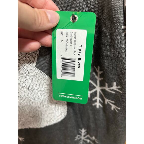 TIPSY ELVES WOMEN'S SEQUINED SNOW DAY UGLY CHRISTMAS SWEATER SIZE M - Picture 4 of 5